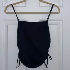 Aerie high neck tank top with cinched sides in black
